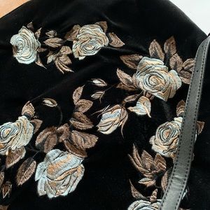 Urban Expressions Black Velvet Embroidered Backpack/Tote